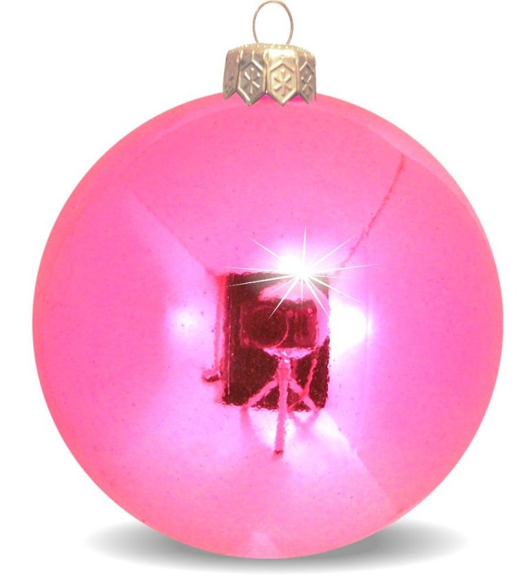 Weihnachtskugeln aus Kunststoff für innen und aussen rosa glänzend